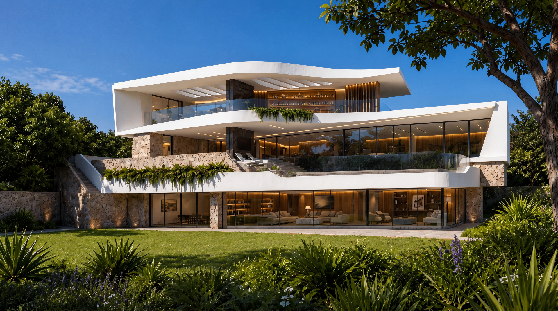 Sculpted Villa — Garden Elevation